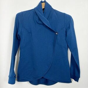 Loko Sport 🇨🇦 Women's Blue Sapphire‎ Bamboo Cocoon Wrap Cardigan Size Small